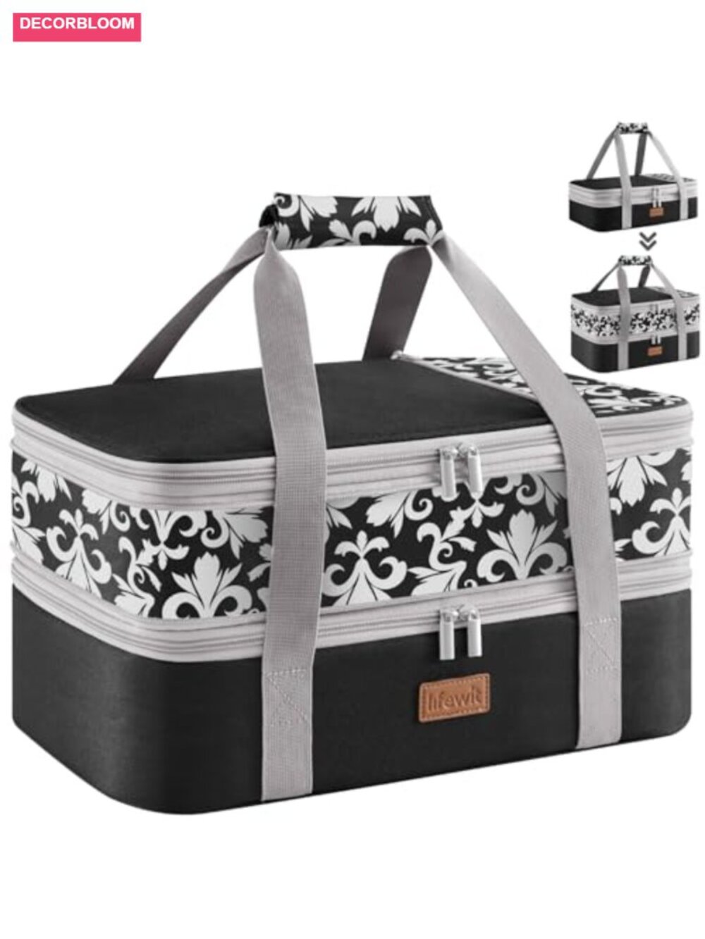 Expandable Insulated Casserole Carrier Double Decker Food Tote